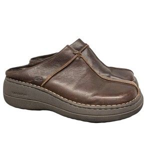 Vintage Skechers Brown Leather Slip On Clog Mules